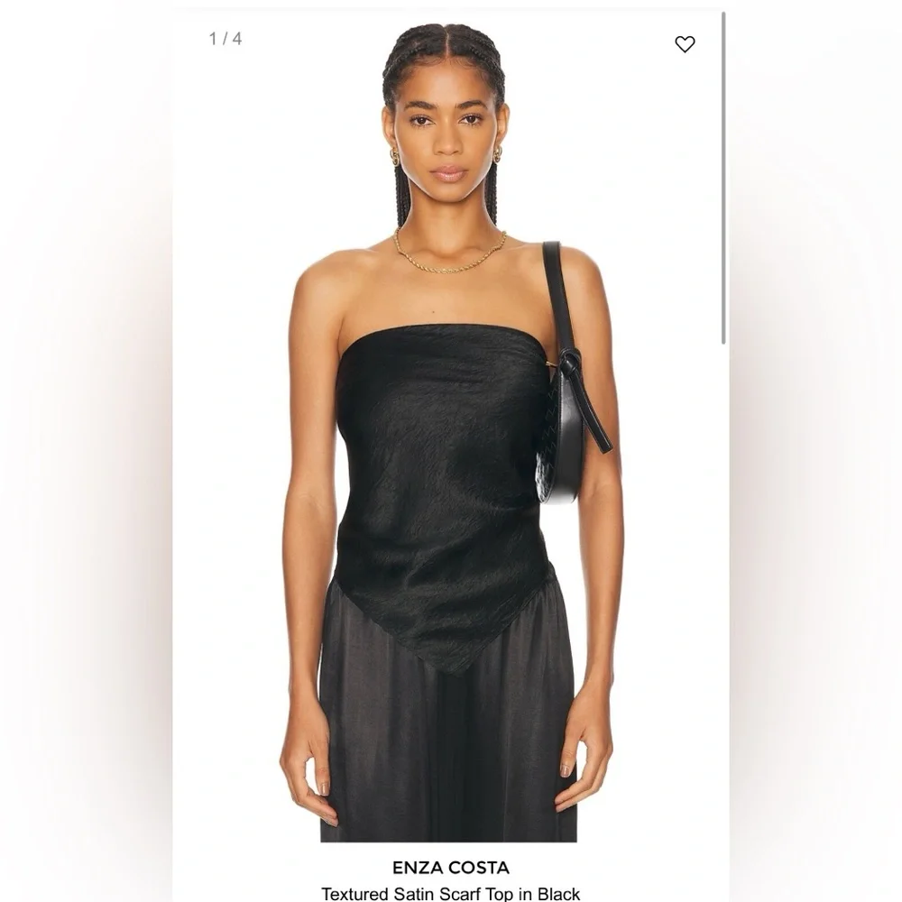 Enza Costa Black Textured Satin Scarf Top